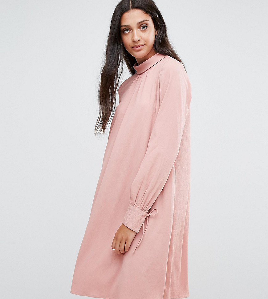 Y.A.S Tall – Rosa shiftklänning i minilängd med knytband på ärmsluten-Flerfärgad