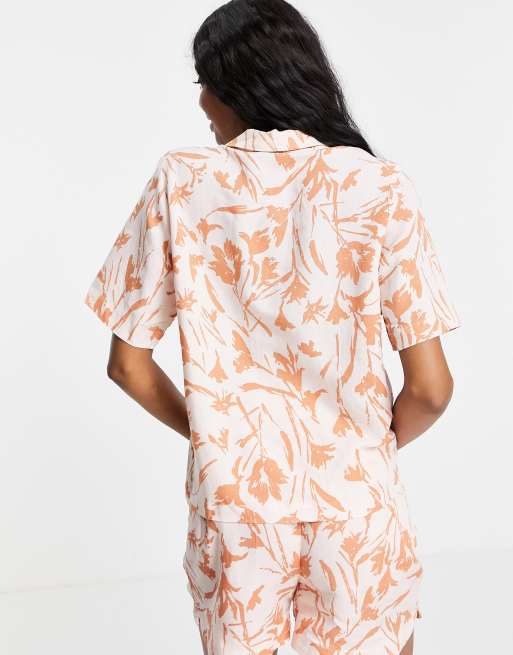 Y.A.S Tall short sleeve shirt co-ord in tropical print, 2 of 4
