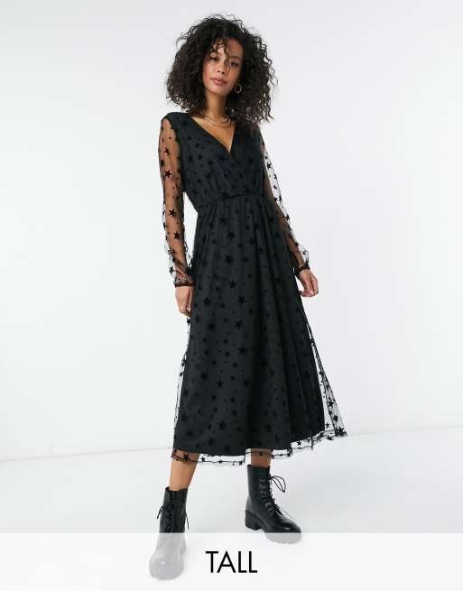 Black star mesh clearance dress