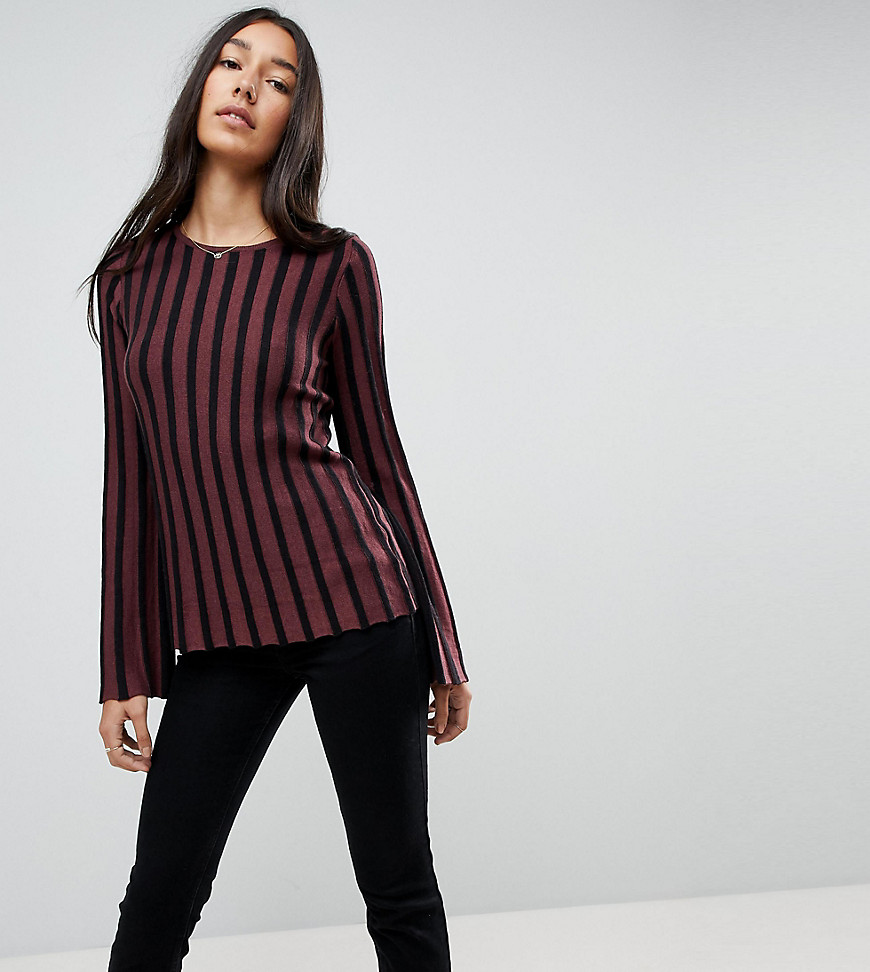 Y.A.S Tall Striped Knitted Top-Red