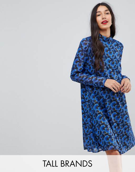 Y.A.S Tall - Vestito svasato a fiori con collo alto