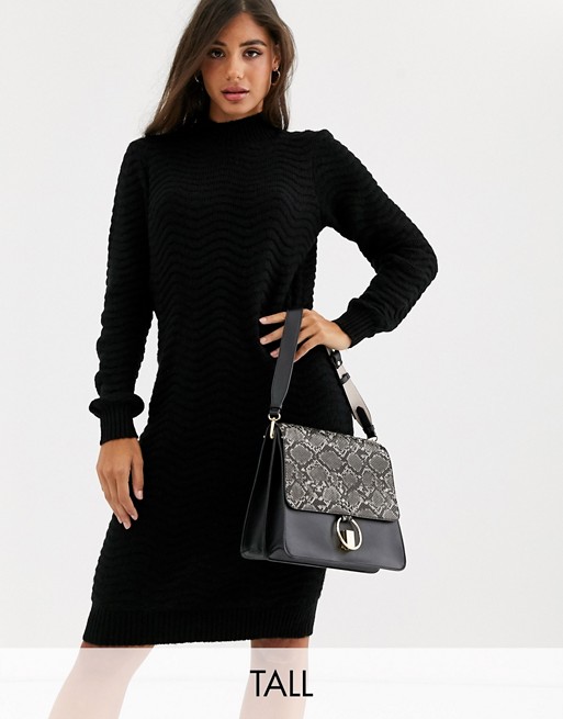 Y.A.S Tall zig zag knitted high neck jumper dress