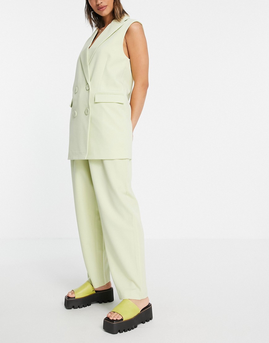Y.A.S tapered tailored pants in light green - part of a set