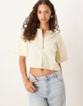 [YAS] YAS textured blouse with fastening detail in butter yellow 16 Butter yellow