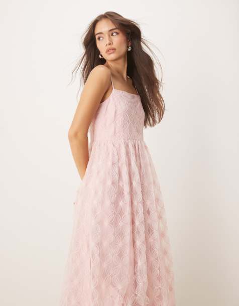 YAS textured cami midi dress in pale pink  - view 1