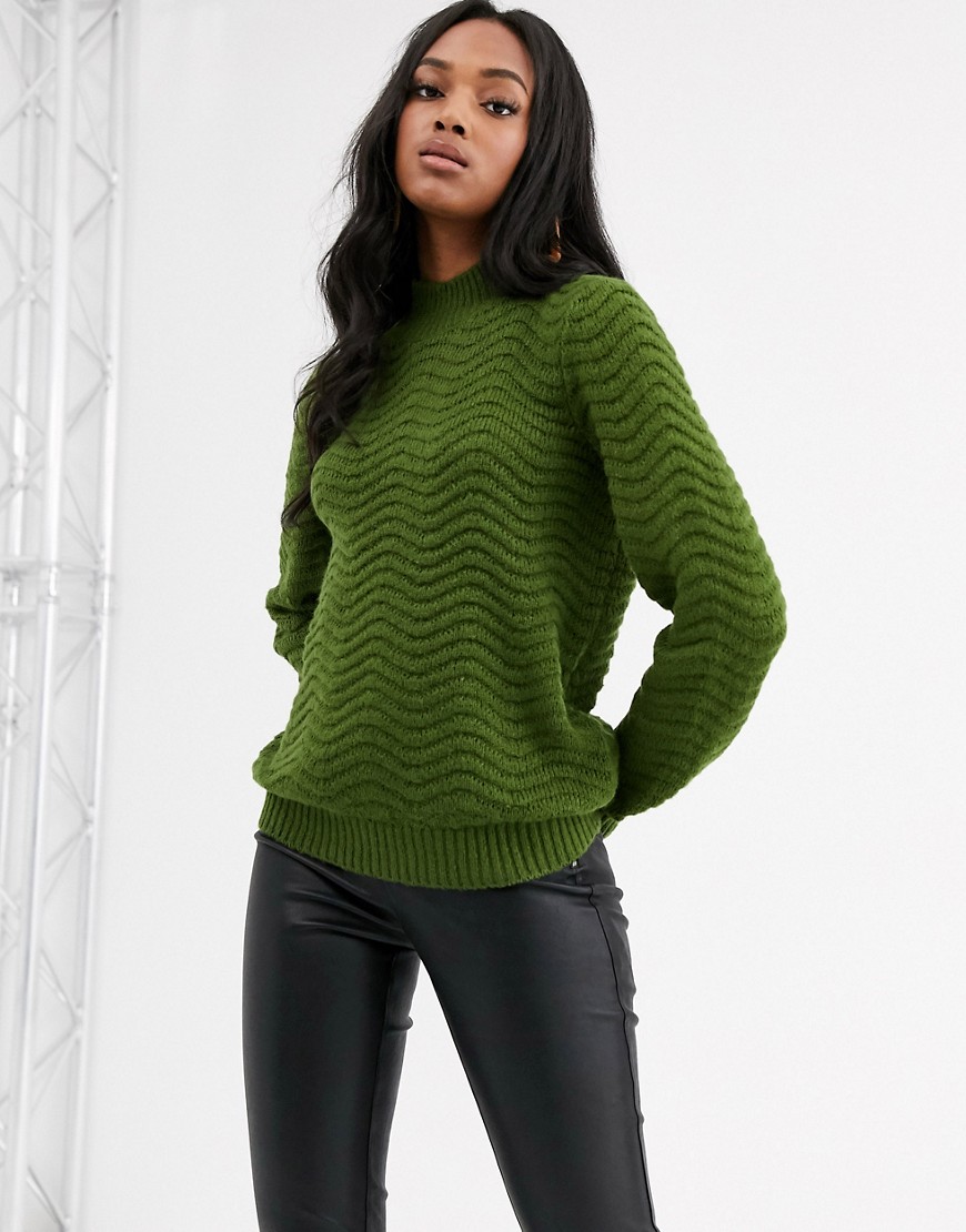 Y.A.S textured high neck knitted jumper-Green