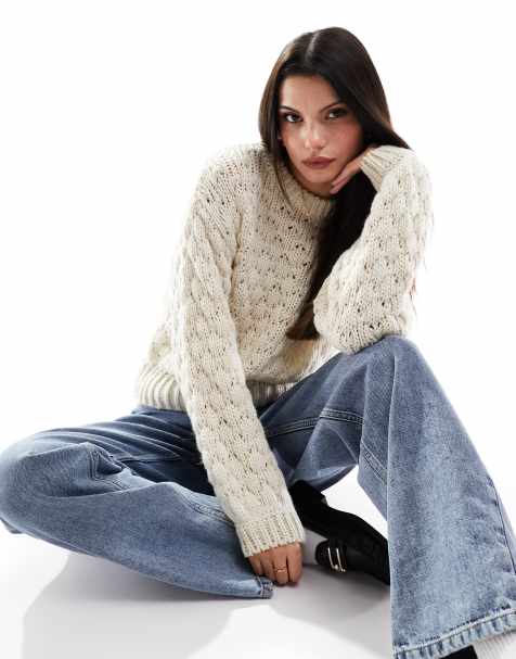 YAS textured jumper in cream - view 1