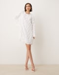 [YAS] YAS textured long sleeve mini dress in white 14 Star white