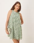 [YAS] YAS textured racer neck mini dress in iceberg green 16 Iceberg green