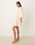 [YAS] YAS textured smock mini dress with sequin embellishment in cream-White 8 Sheer Bliss