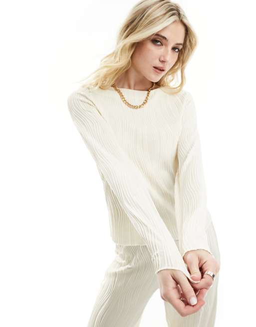 Y.A.S textured top in cream (part of a set)