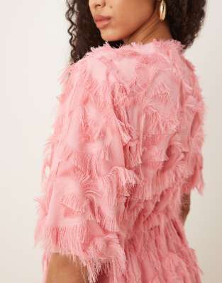 Shop Y.a.s. Textured V Neck Mini Dress In Pink