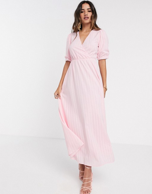 Y.A.S textured wrap maxi dress in pink