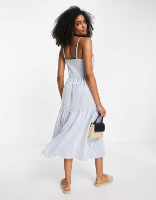 Y.A.S - Thea - Robe mi-longue rayée - Bleu | ASOS