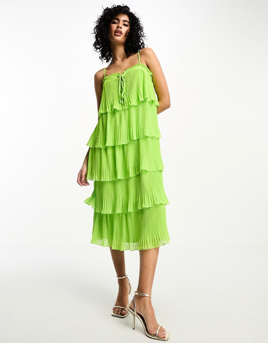 Y. A.S tiered cami midi dress in green