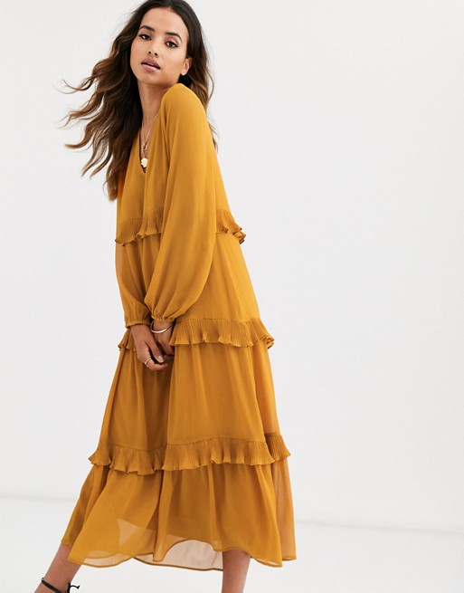 Y.A.S tiered frill maxi smock dress