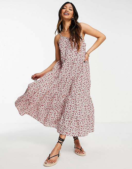 Y.A.S tiered maxi dress in red floral