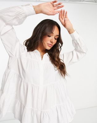 Y.A.S tiered shirt in white