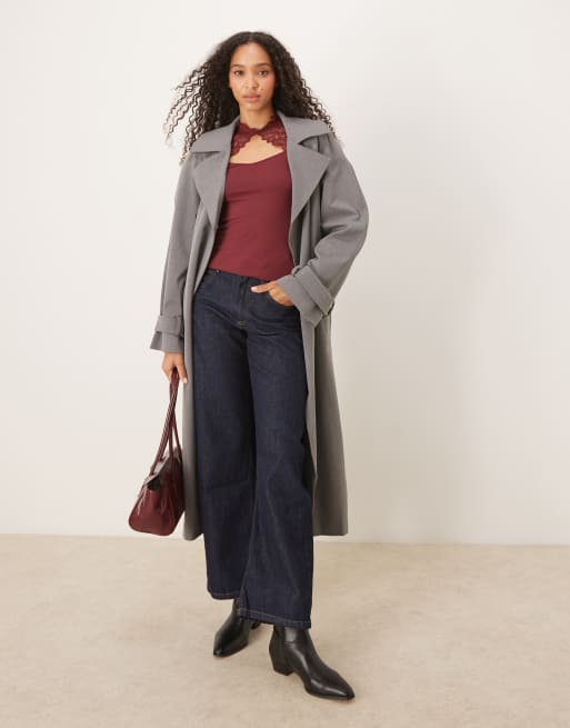 YAS - Top a maniche lunghe bordeaux con dettagli in pizzo, 4 di 4