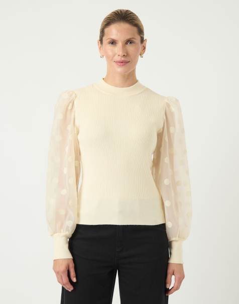 YAS top met ballonmouwen in birch - view 1