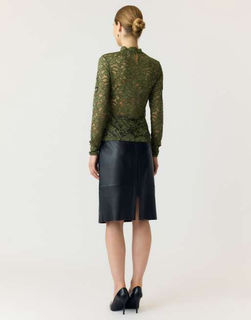 YAS top met lange mouwen in sphagnum, 2 van 7