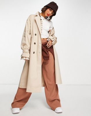 Y.A.S trench coat with draw cord waist in beige