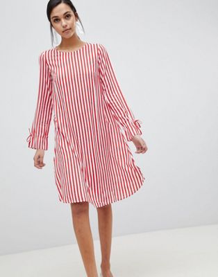 Y.A.S Trey Striped Dress-Red