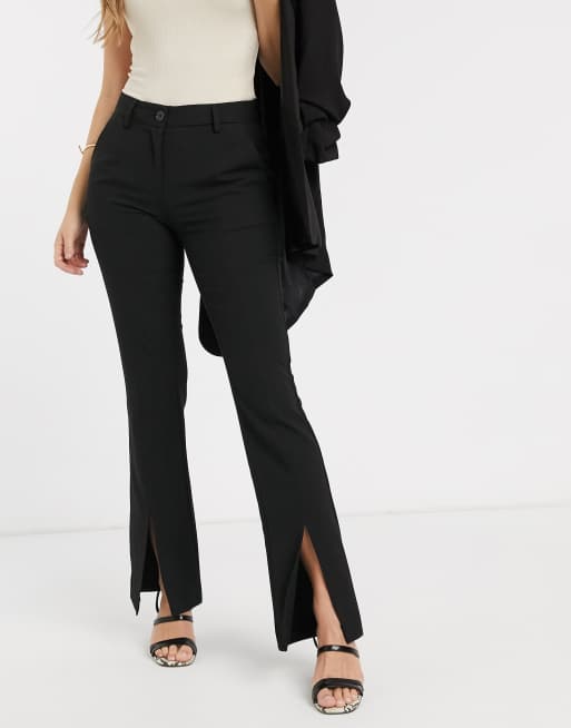 Y.A.S trousers with slit front in black