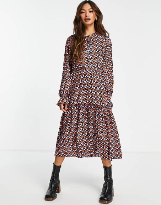 Y.A.S. - Vella - Robe longue imprimée à volants - Multicolore