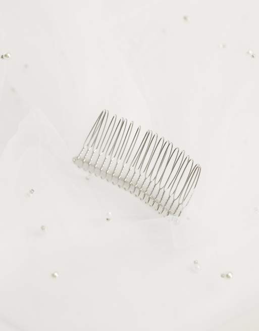 Y.A.S - Velo da sposa lungo bianco con perline, 3 di 4