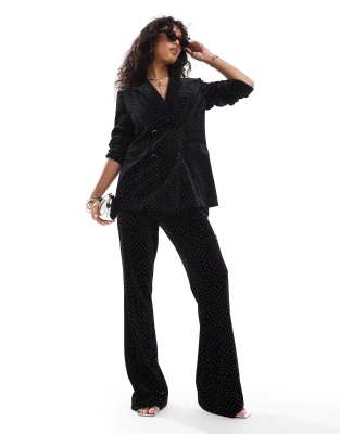 Y.a.s. Velvet Rhinestone High Waisted Pants In Black