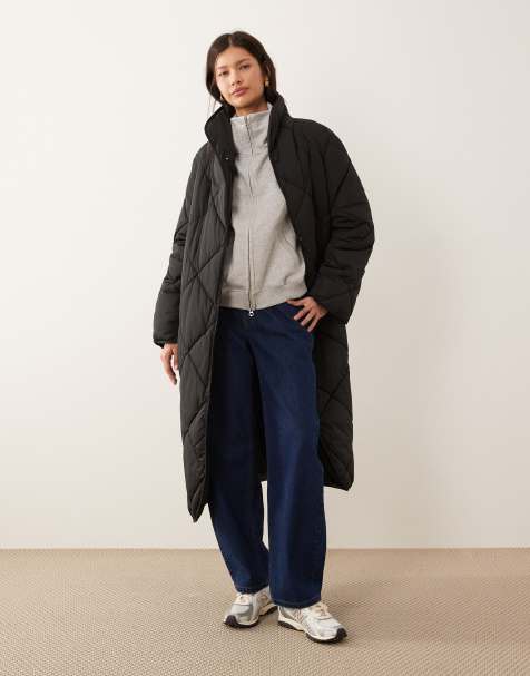 YAS - Veste longue avec matelassage en losanges - Noir - view 1