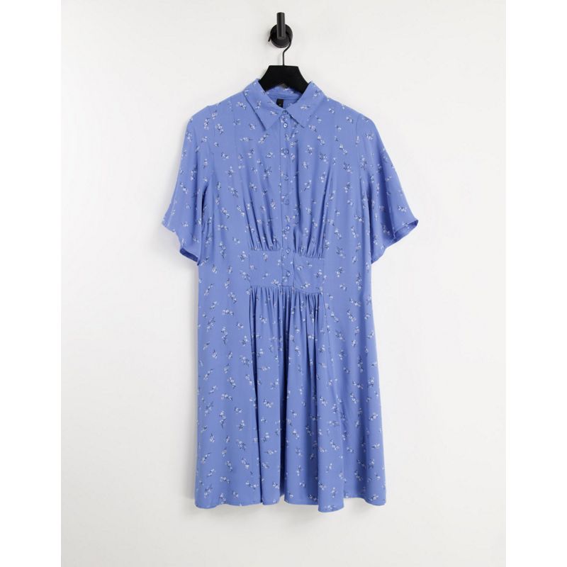 Designer Donna Y.A.S - Vestito camicia corto con maniche a kimono e stampa a fiori blu