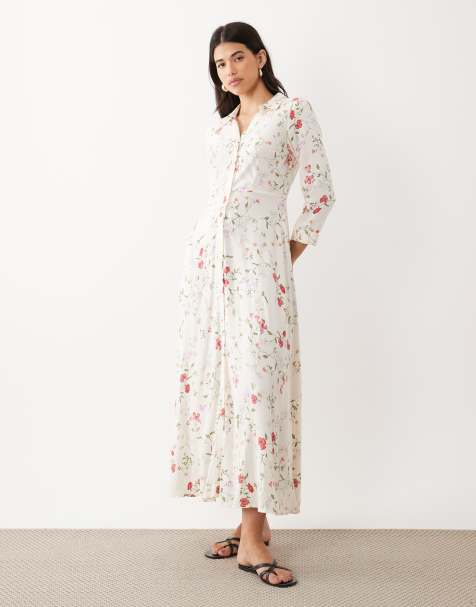 YAS - Vestito camicia lungo bianco con stampa a fiori - view 1