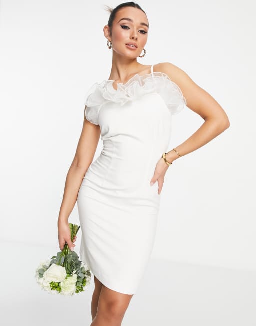 Y.A.S - Vestito da sposa corto bianco con dettaglio in tulle 