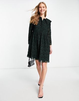 Y.A.S lace dress with collar detail in green - ASOS Price Checker