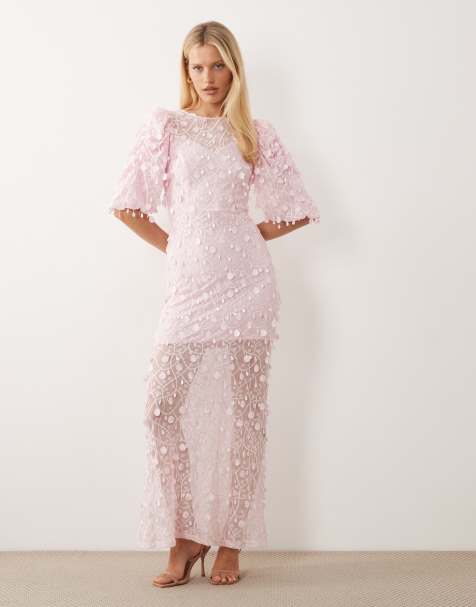 YAS - Vestito lungo rosa ballerina con maniche a sbuffo e paillettes a disco - view 1