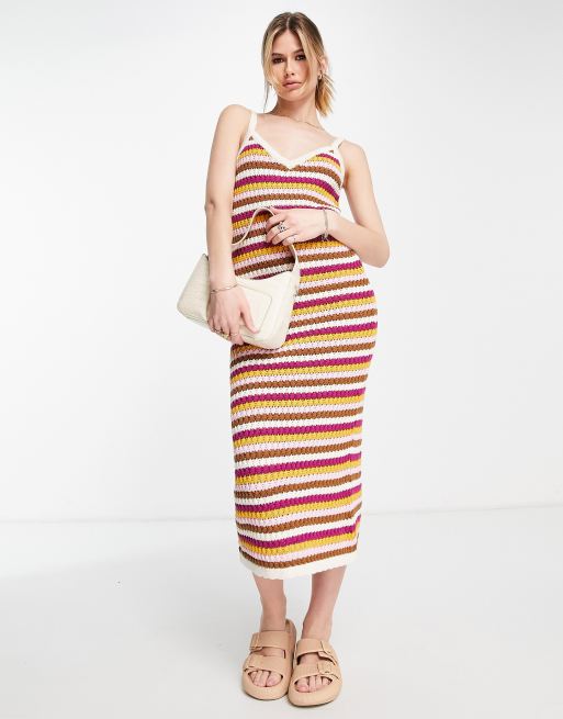 Y.A.S - Vestito midi all'uncinetto multicolore