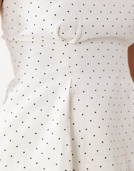 YAS – Vit och svart, småprickig, figursydd bandeau-topp, del av set, 4 av 4