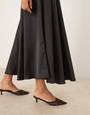 Y.a.s. Volume Satin Circle Midi Skirt In Black