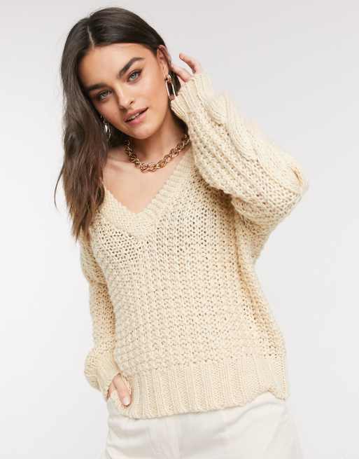 Cream waffle sale knit sweater