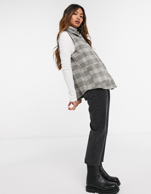 Y.A.S waistcoat with pocket detailing in grey check