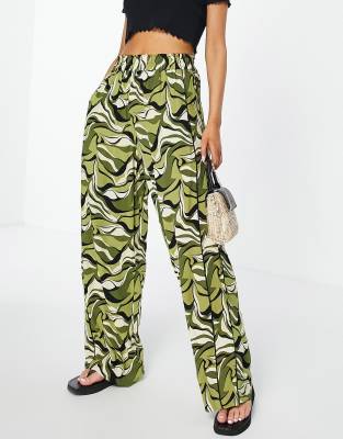 YAS Y.A.S wavy printed wide leg trouser co-ord-Multi