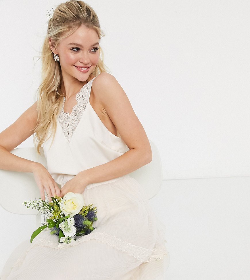 Y.A.S Wedding cami top with lace in white