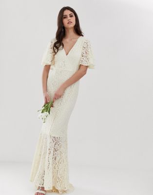 white lace fishtail dress