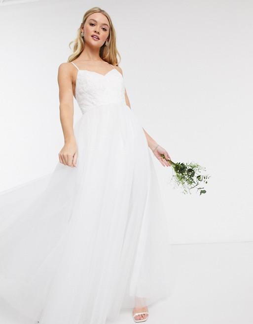 Y.A.S Wedding maxi dress in white tule
