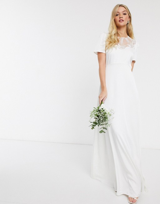 Y.A.S wedding maxi dress with lace detail in white
