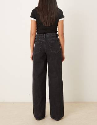 Y.a.s. Wide Leg Jeans With Buckle Waist Adjusters In Black