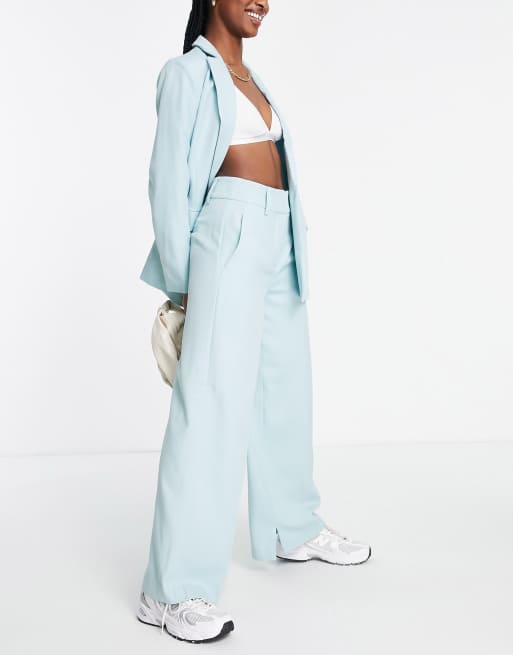 Y.A.S wide leg matching pants in pale blue