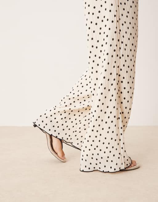 YAS wide leg pants in cream and black polka dot - part of a set, 2 of 5